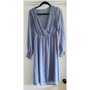 Blue Swiss Dot Midi Dress